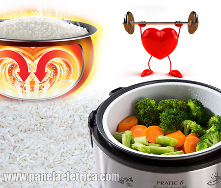 Vantagens Panela de Arroz Arroz e legumes cozidos na panela elétrica
