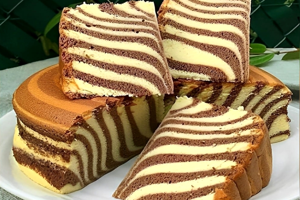 Bolo zebra, é feito com uma massa branca e uma massa de chocolate Bolo zebra, é feito com uma massa branca e uma massa de chocolate