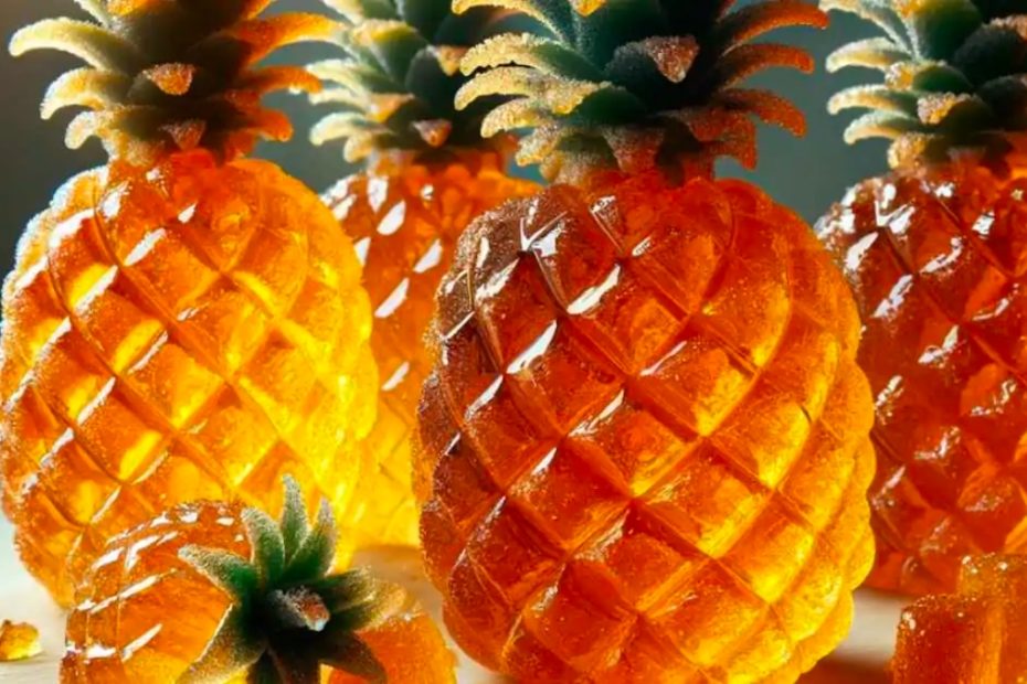 Abacaxi cristalizado inteiro Um processo artístico que enche os olhos e explode suculência e sabor